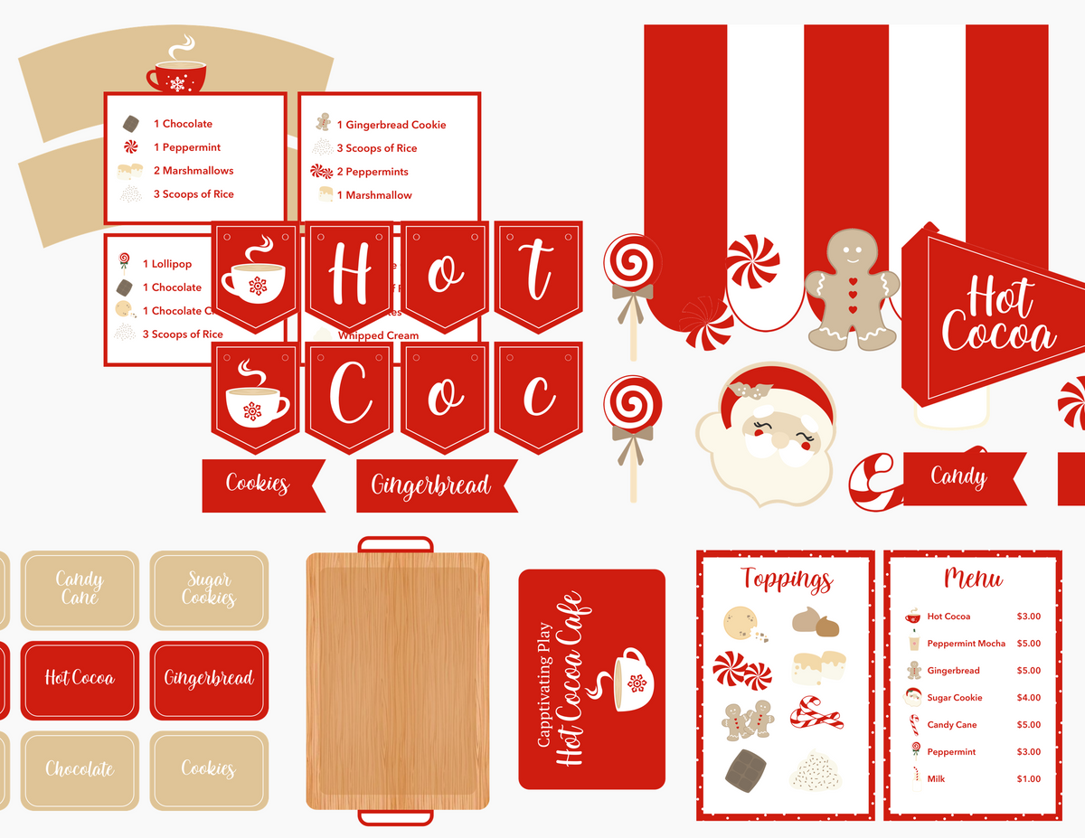 Red And White Hot Cocoa Dramatic Play Printables Goodnightfox