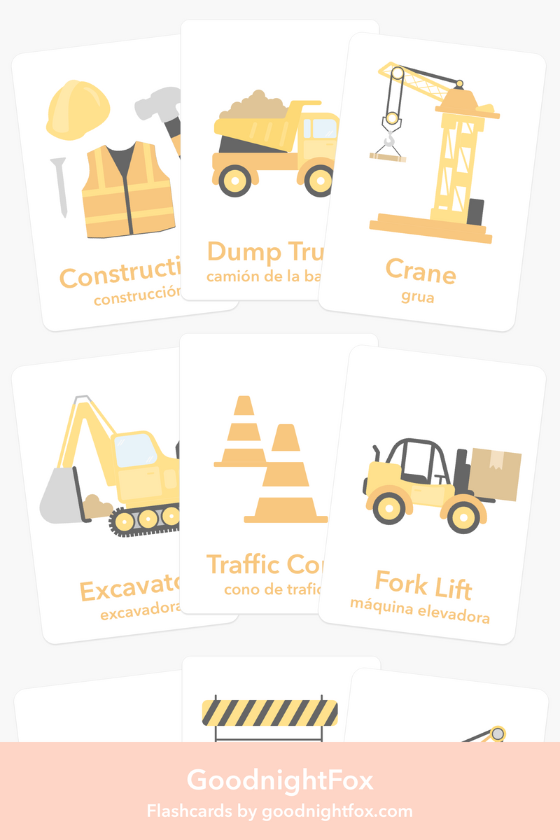 Construction Flashcards Digital Download Printable GoodnightFox