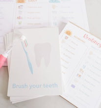 Load image into Gallery viewer, Routines Bundle: Checklist Notepad, Flashcard Sets for Morning Routine & Evening Routines
