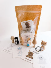 Load image into Gallery viewer, Arctic Animals Wooden Peg Sensory Kit