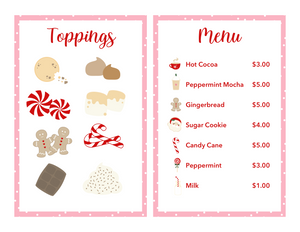 Pink & Red Hot Cocoa Dramatic Play Printables