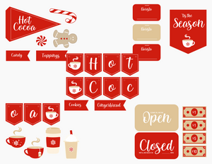 Red & White Hot Cocoa Dramatic Play Printables