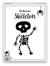 Load image into Gallery viewer, Pin the Bone on the Skeleton Printable Poster