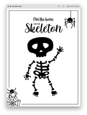 Pin the Bone on the Skeleton Printable Poster