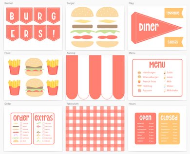 Burger Diner Dramatic Play Printable Kit