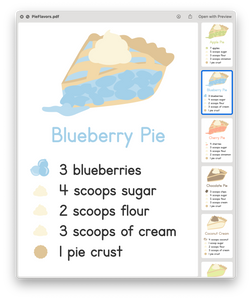 Pie Printable Sensory Recipe Cards