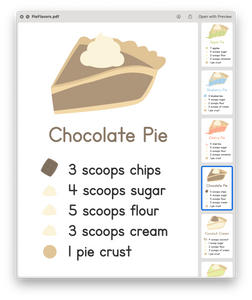 Pie Printable Sensory Recipe Cards