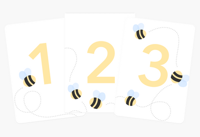 Bumble Bee Counting Flashcards 1-20 Printable