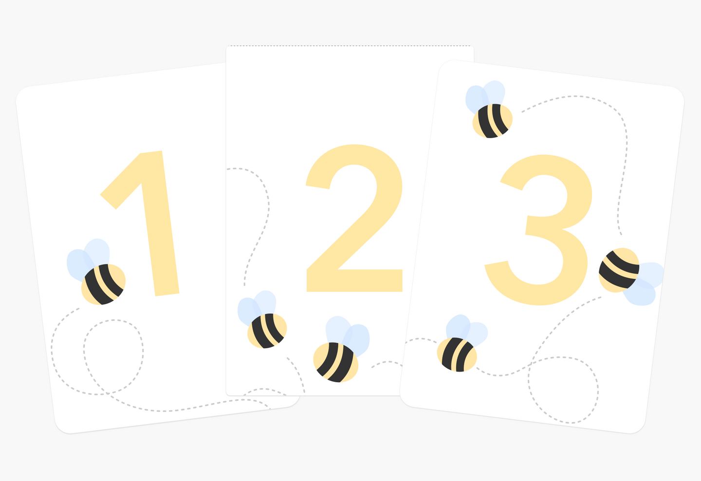 Bumble Bee Counting Flashcards 1-20 Printable