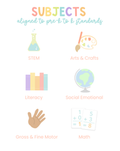 Load image into Gallery viewer, Educational subjects chart with icons and labels on a white background