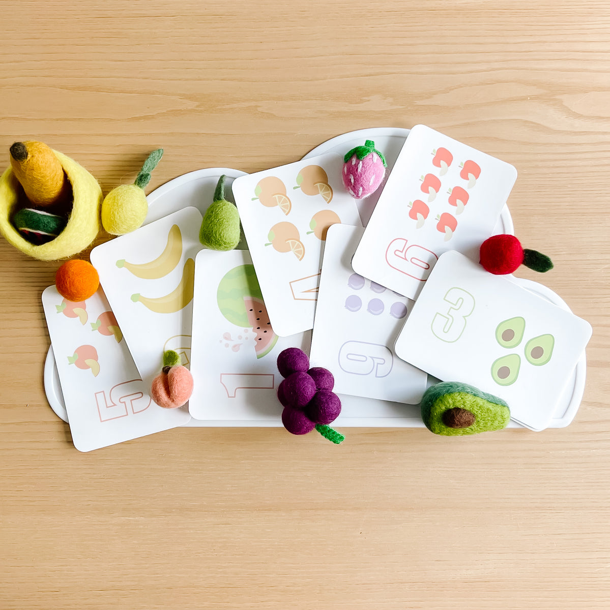 Fruit Counting Cards + Felt Fruit Sensory Kit – GoodnightFox