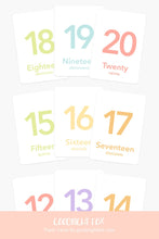 Load image into Gallery viewer, Counting Flashcards, Numbers 1 to 20