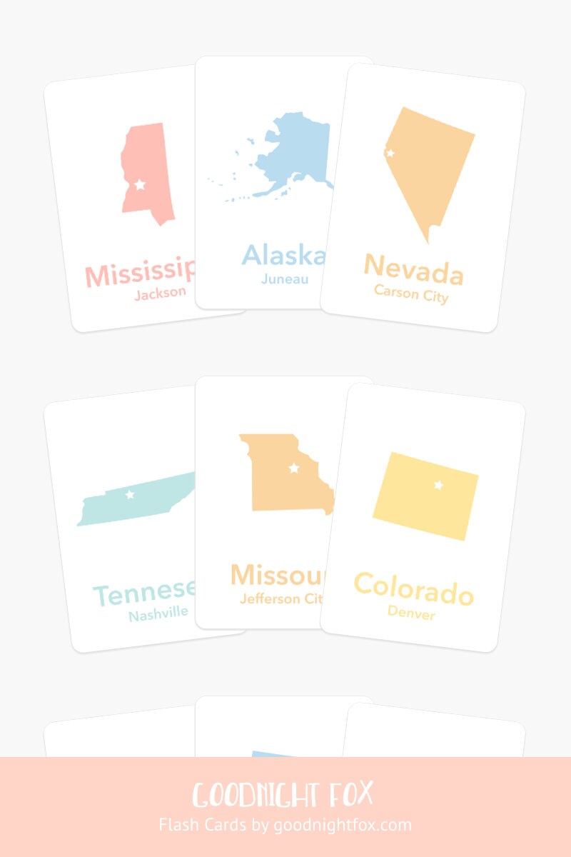 50-states-flash-cards-goodnightfox for Free Printable 50 States Flash Cards Printable 50 States Flash Cards – GoodnightFox for Free Printable 50 States Flash Cards Printable