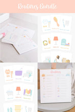 Load image into Gallery viewer, Routines Bundle: Checklist Notepad, Flashcard Sets for Morning Routine &amp; Evening Routines