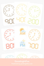 Load image into Gallery viewer, Clock Learning to Tell Time Cards