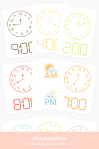 Clock Learning to Tell Time Cards